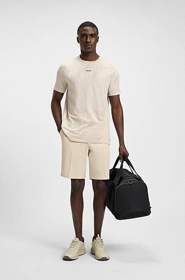 Tričko BOSS BOSS Active Jacquard-Pattern T-Shirt with Moisture Management Béžová | 50537755, 1