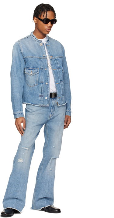 Bunda Givenchy Givenchy Reworked Biker Denim Jacket Modrá | BM01BE5YCH415, 3