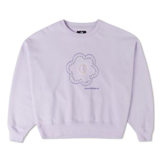 Mikina Converse Floral Embroidered Crewneck Sweatshirt Fialová | 10025522-A02
