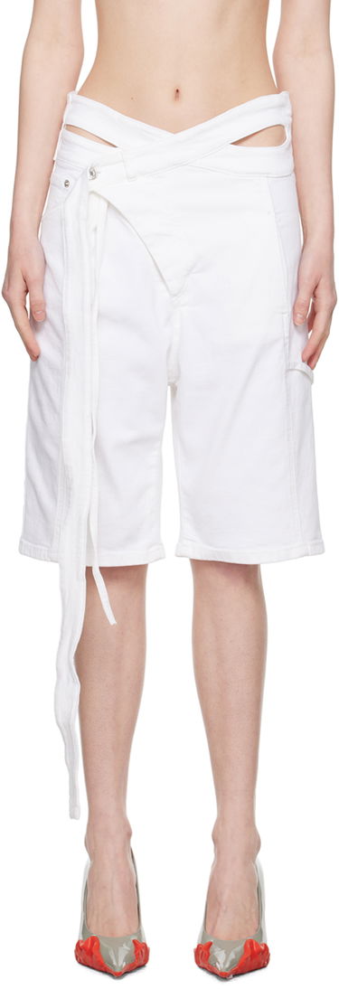 Šortky Ottolinger Asymmetrical Cut-Out Denim Shorts with Long Tie Biela | 1701301, 0