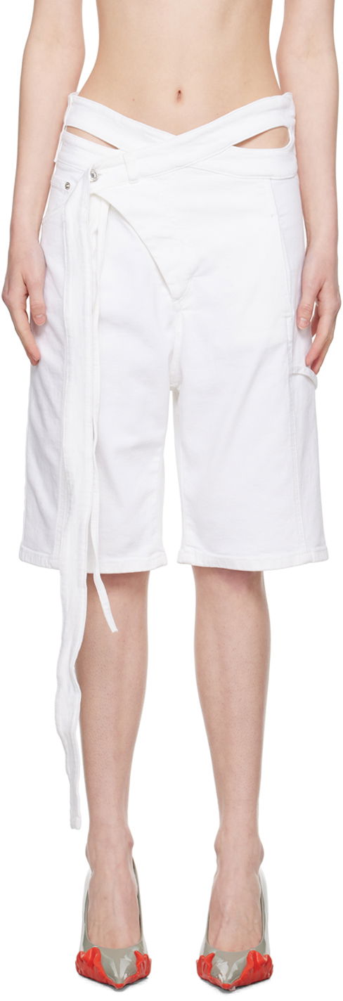 Šortky Ottolinger Asymmetrical Cut-Out Denim Shorts with Long Tie Biela | 1701301, 0