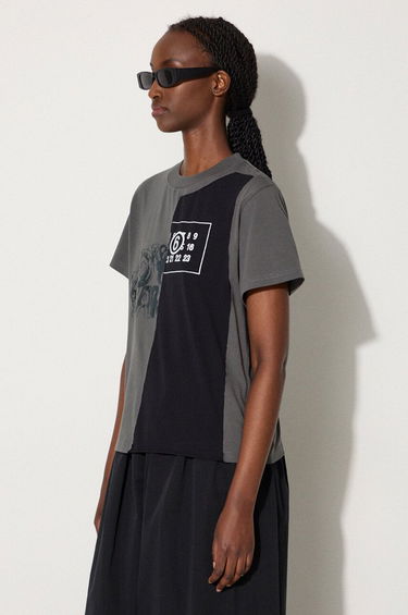 Tričko Maison Margiela MM6 Off-White Spliced Cropped T-Shirt Biela | S52GC0316 S24311, 3