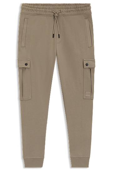 Tepláky BOSS Relaxed-Fit Cotton-Terry Cargo Joggers Béžová | 50542917
