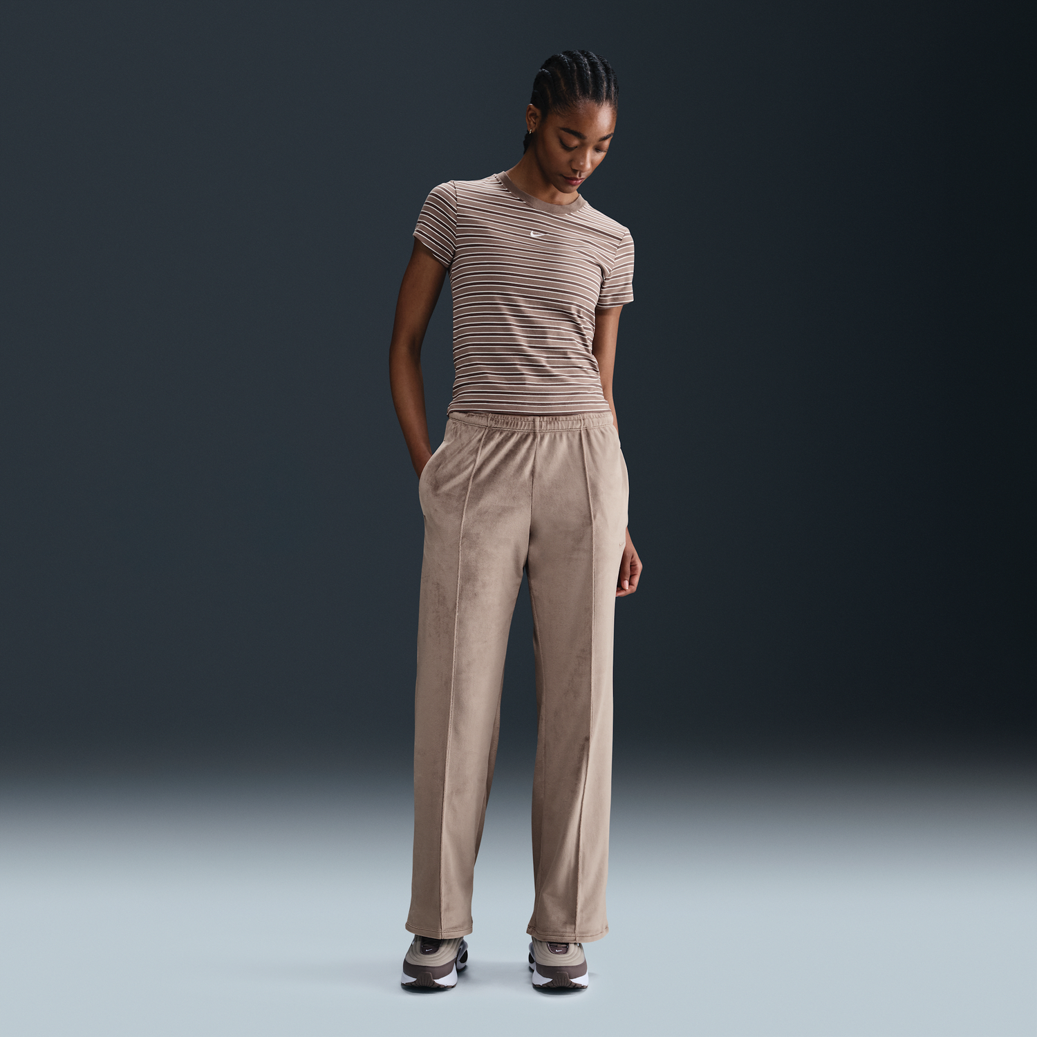 Nohavice Nike Sportswear Chill Knit Mid-Rise Velvet Pants Béžová | HJ0922-233, 0
