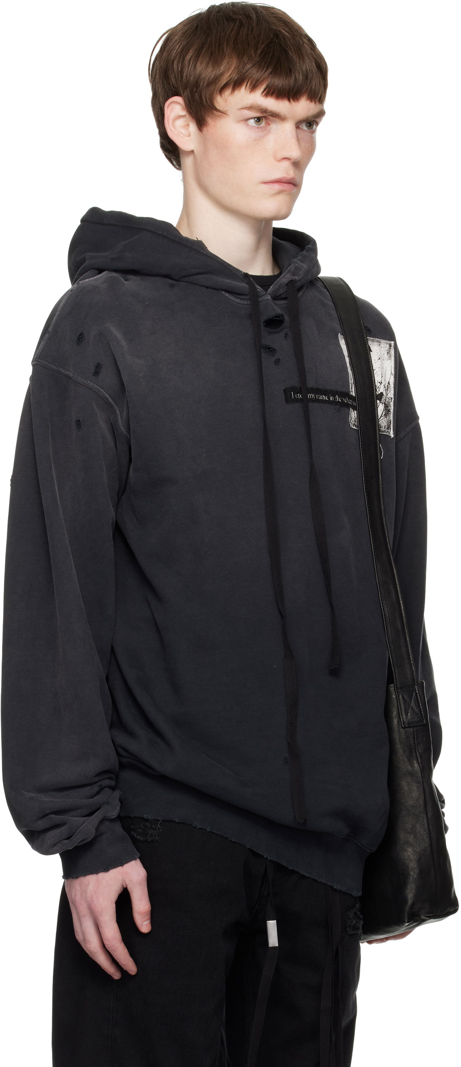Mikina Ann Demeulemeester Ann Demeulemeester Distressed Comfort Hoodie Čierna | B0012871-FA640-098, 1