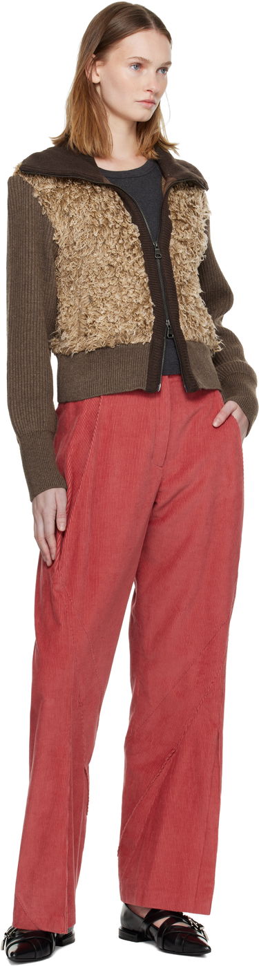 Sveter Andersson Bell Curly Faux Fur Panel Full-Zip Knit Cardigan Rôznofarebný | atb1392w, 3