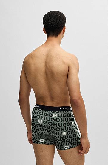 Boxerky BOSS HUGO Men's 3-Pack Stretch Cotton Boxer Briefs with Logo Waistband Rôznofarebný | 50532559, 1