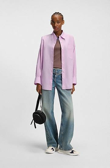 Košeľa BOSS Oversized Cotton Poplin Blouse Ružová | 50542970, 1