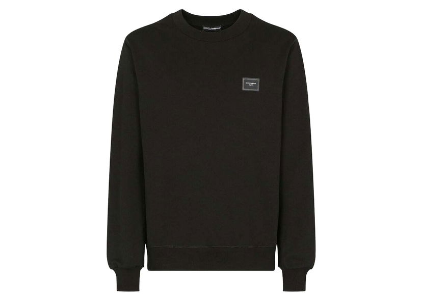 Mikina Dolce & Gabbana Jersey Branded Plate Sweatshirt Black Čierna | G9PD3TFU7DUN0000