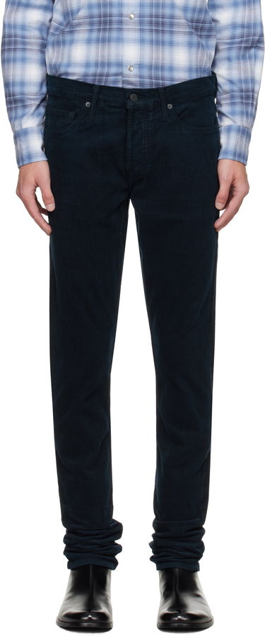 Nohavice Tom Ford TOM FORD 12 Waves Corduroy Slim Fit Stretch Trousers Navy | DPS001-DMC081, 0