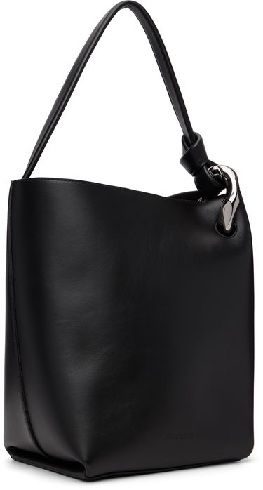 Taška cez rameno JW Anderson Corner Bucket Leather Shoulder Bag with Knot Detail and Sculptural Hardware Čierna | HB0738-LA0232, 3