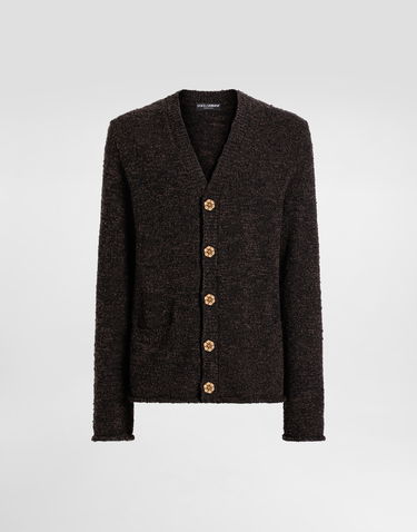 Sveter Dolce & Gabbana Virgin Wool V-Neck Textured Cardigan with Decorative Buttons 44 Hnedá | GXVGCZJGMCKS9NER, 0