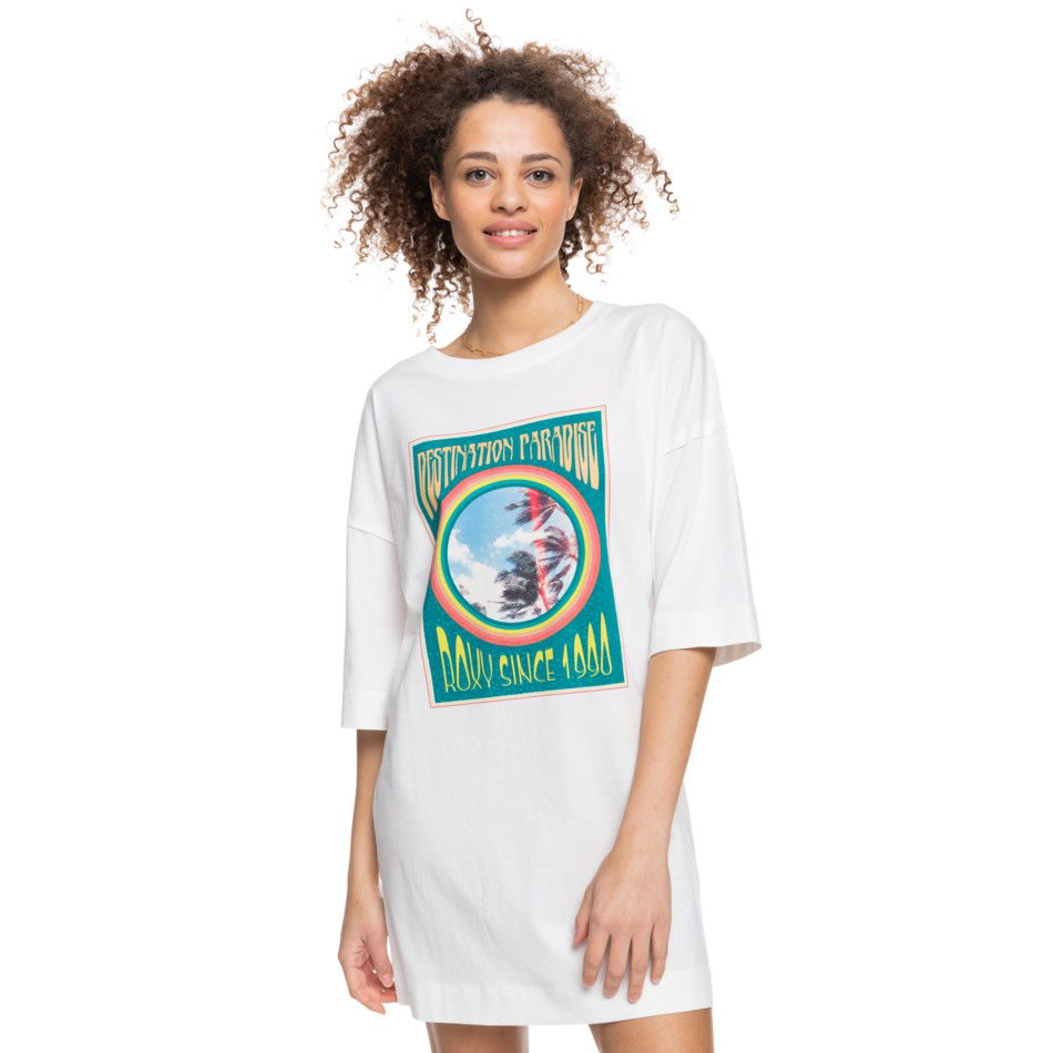 Tričko Roxy Women's White Graphic T-Shirt Dress Biela | ERJZT05274-WBK0, 0