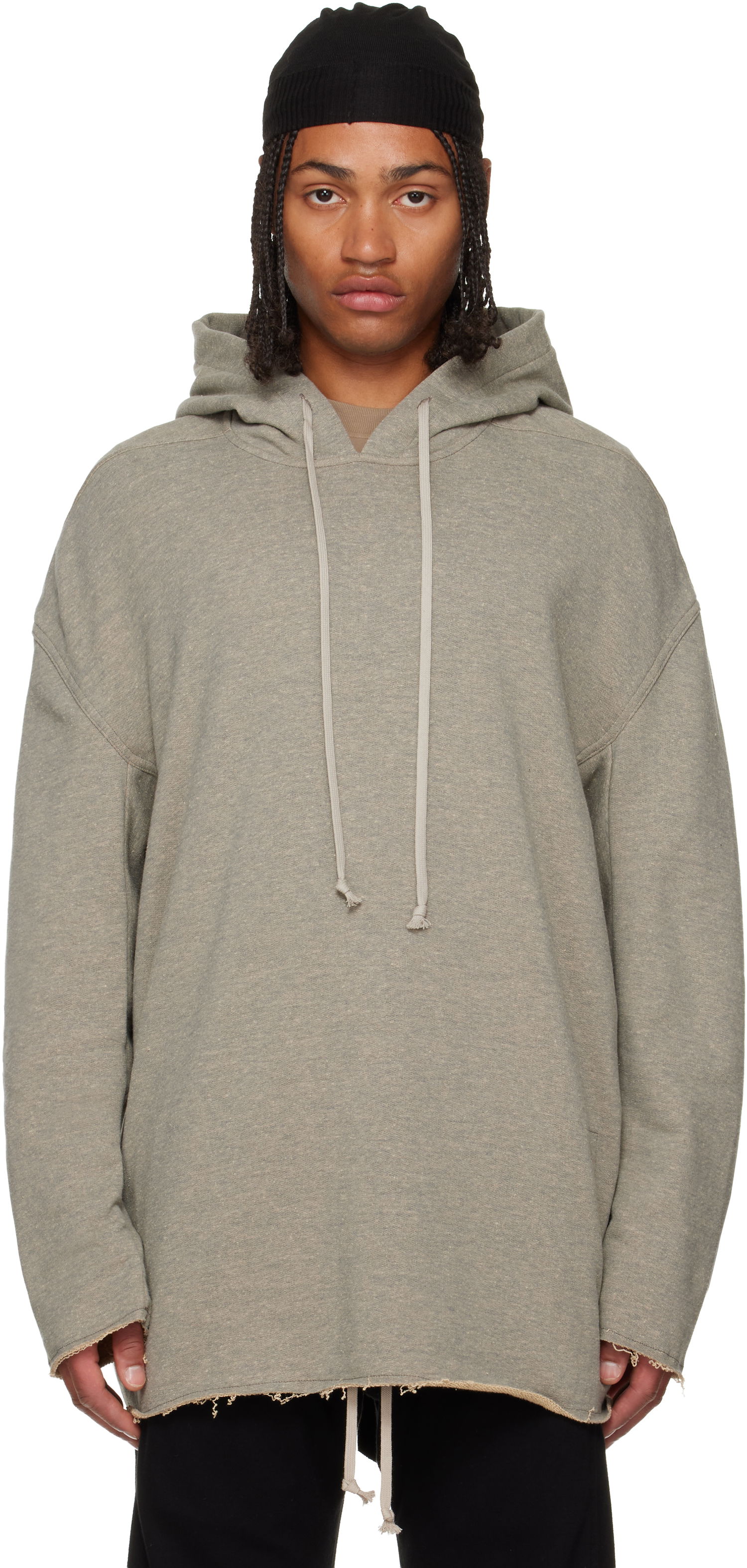 Mikina Rick Owens Rick Owens DRKSHDW Concordians Peter Oversized Raw-Edge Pullover Hoodie Šedá | DU02E7280 FGM, 0