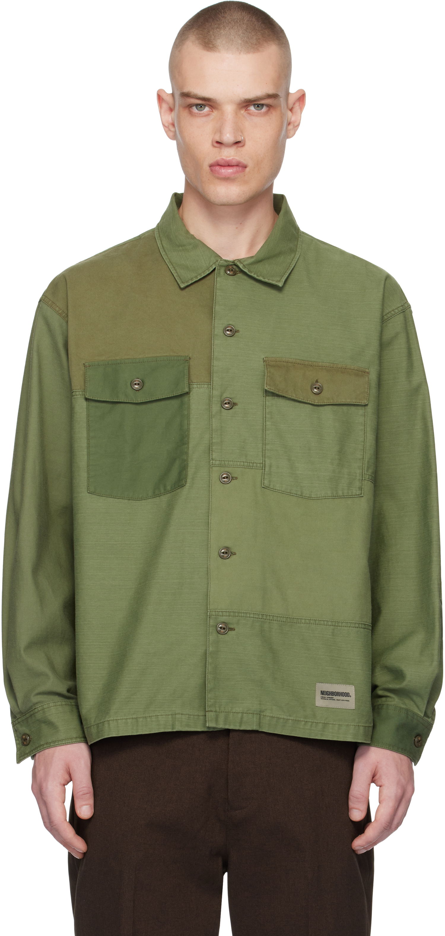 Košeľa Neighborhood Utility Shirt Zelené | 242TSNH-SHM10, 0