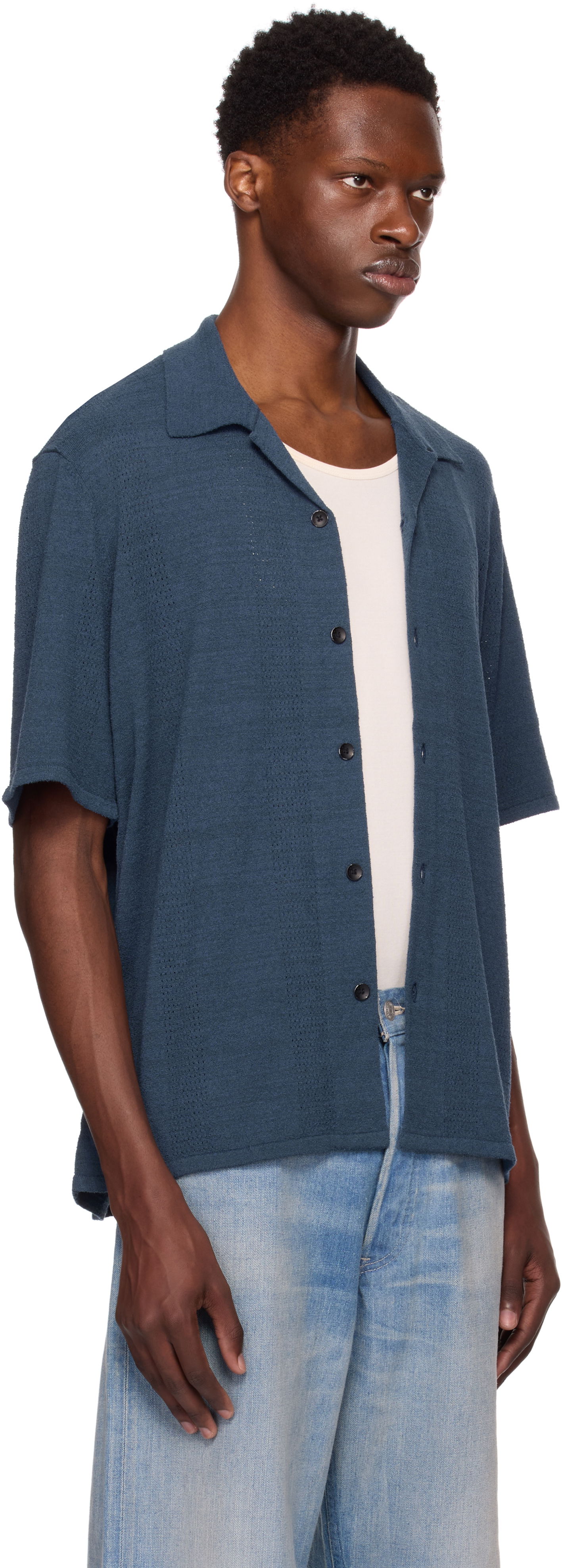 Košeľa rag & bone Rag & Bone Avery Zuma Knitted Shirt Modrá | MBS25P020NC20, 1