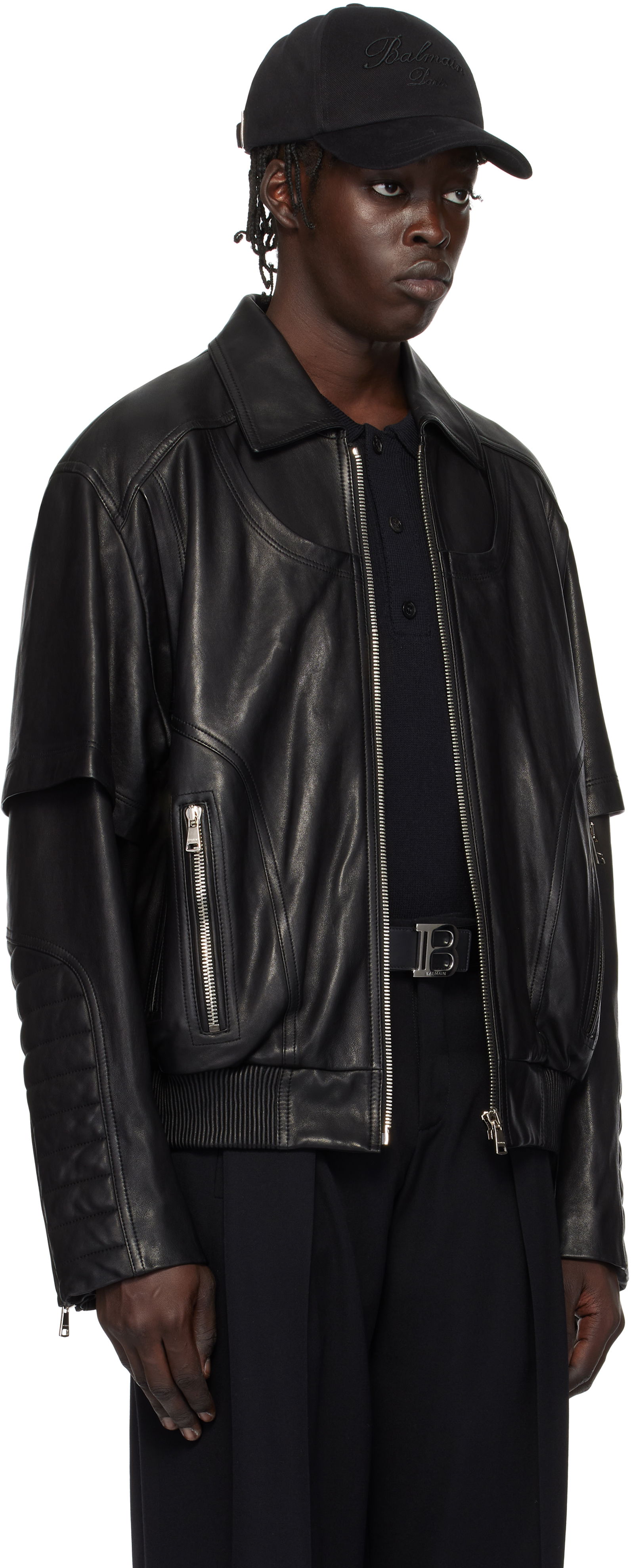 Balmain Layered Leather Jacket