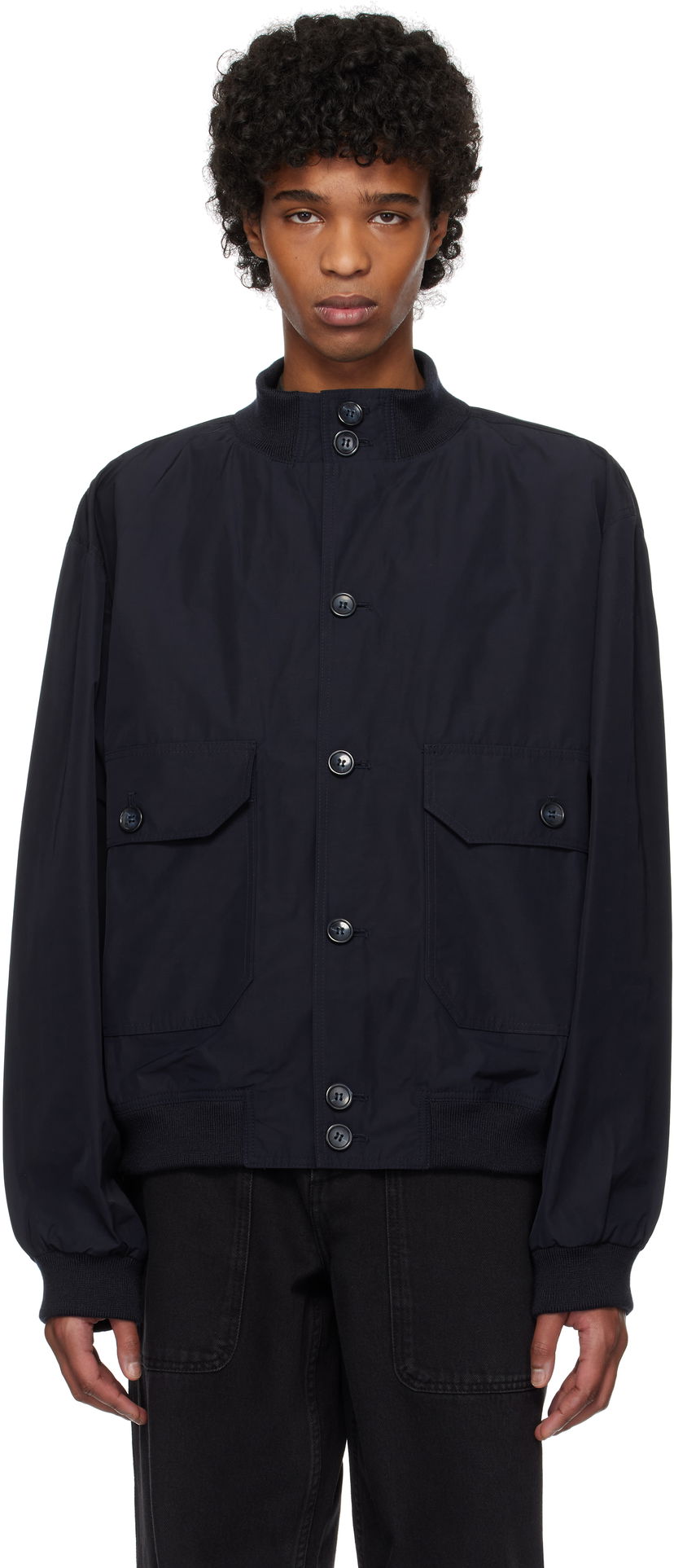 Bunda Palmes Rib Collar Jacket Navy | P50-0011-666