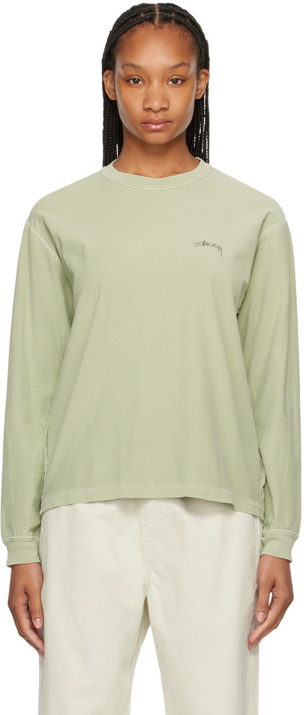 Tričko Stüssy Green Lazy Long Sleeve T-Shirt Zelené | 1140333