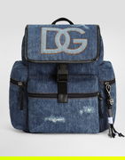 Dolce & Gabbana Denim Backpack with Embroidered Logo