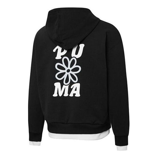 Mikina Puma Layered Hoodie with Floral Print Čierna | 536091-01, 0