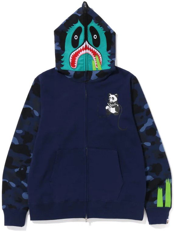 Bape Color Camo Panda Full Zip Hoodie Navy