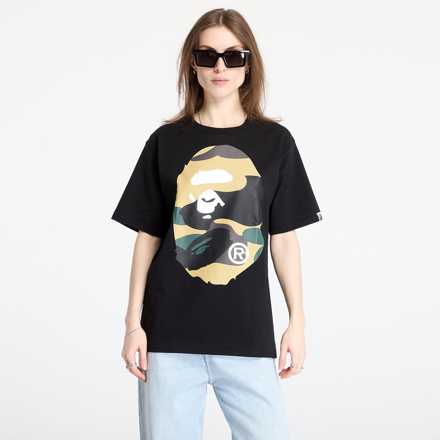 Tričko BAPE A BATHING APE Giant 1St Camo Big Ape Head Tee Čierna | 001TEL301015MBKD, 0