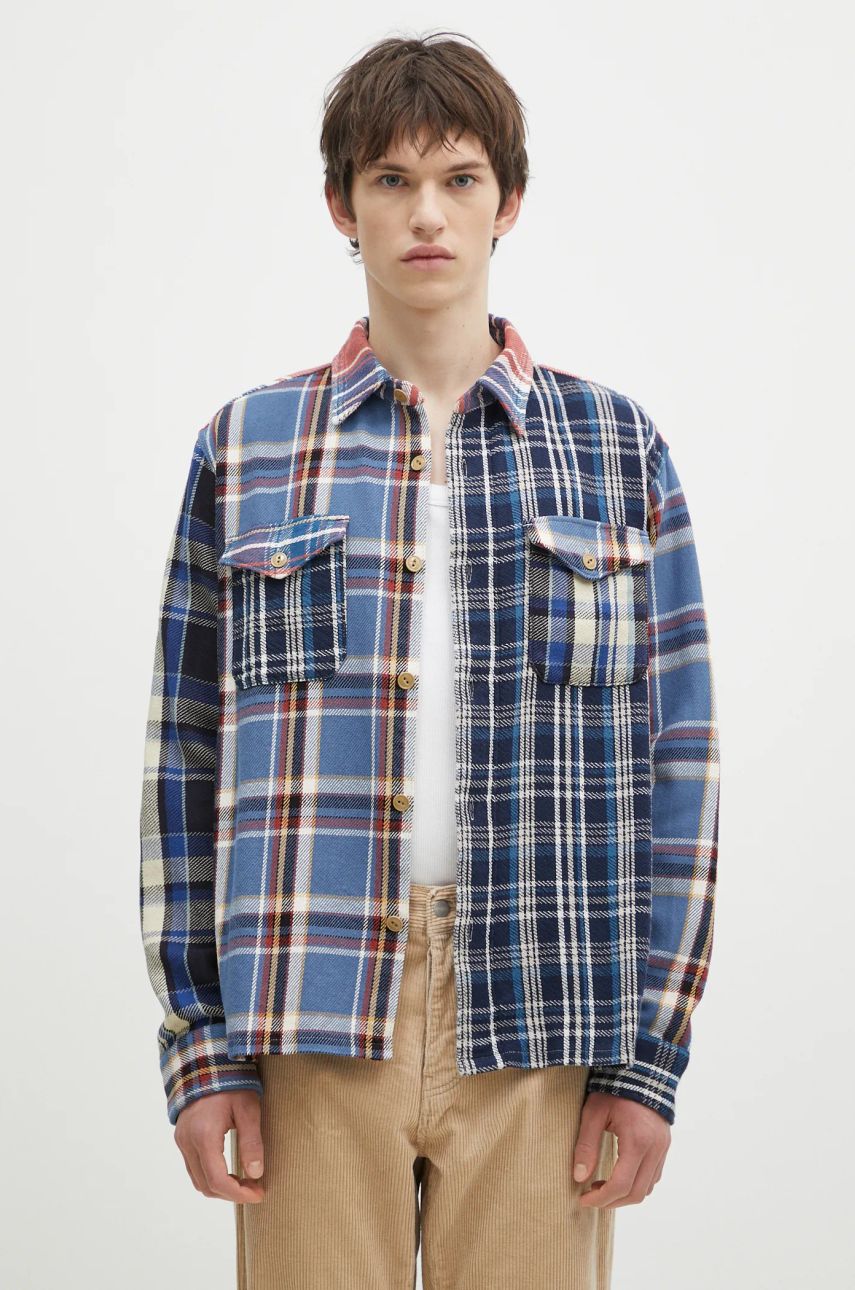 Košeľa Human Made Crazy Check Relaxed Longsleeve Shirt Modrá | HM28SH014, 0