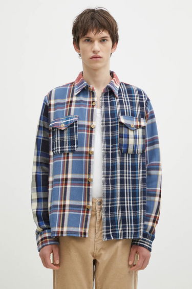 Košeľa Human Made Crazy Check Relaxed Longsleeve Shirt Modrá | HM28SH014, 0