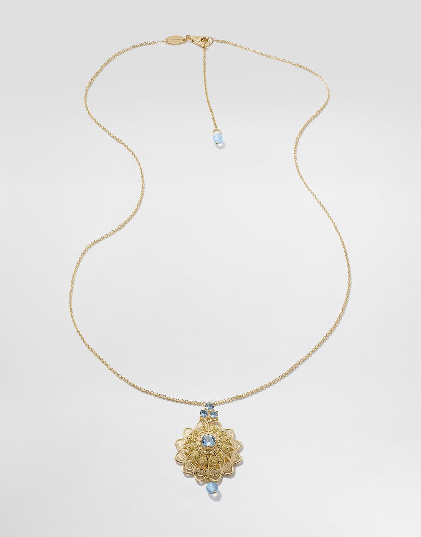 Náhrdelník Dolce & Gabbana Dolce & Gabbana Filigree 18K Yellow Gold Aquamarine Pendant Necklace Žltá | WAJP1GWAQ01ZOO00