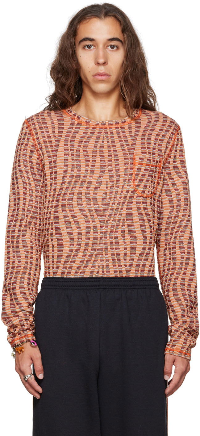 Tričko Anna Sui Exclusive Orange Stripe Long Sleeve T-Shirt Oranžová | M622G22, 0