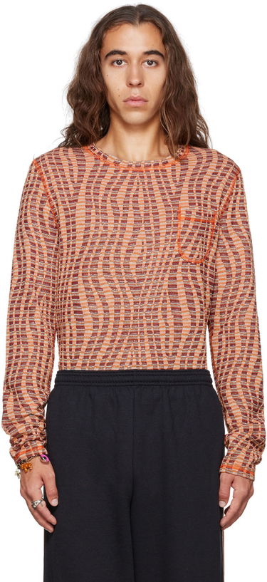 Tričko Anna Sui Exclusive Orange Stripe Long Sleeve T-Shirt Oranžová | M622G22, 0