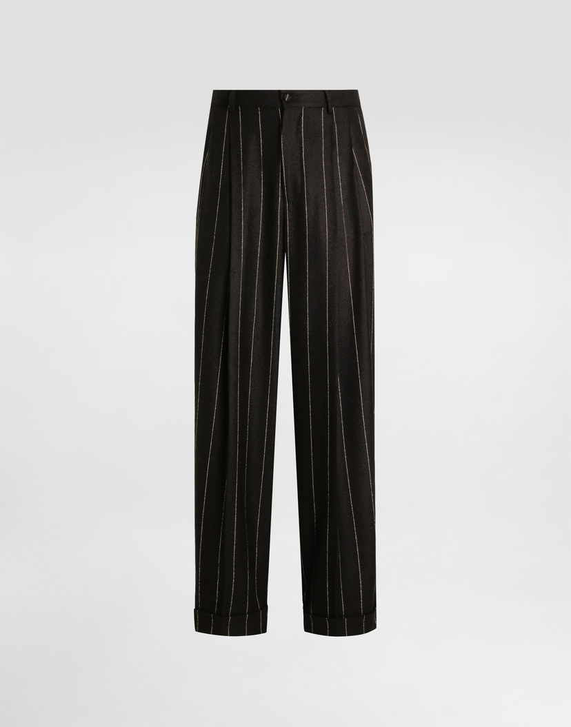 Nohavice Dolce & Gabbana Dolce & Gabbana Pinstriped Flannel Trousers Čierna | GP168TFRZAPS8051