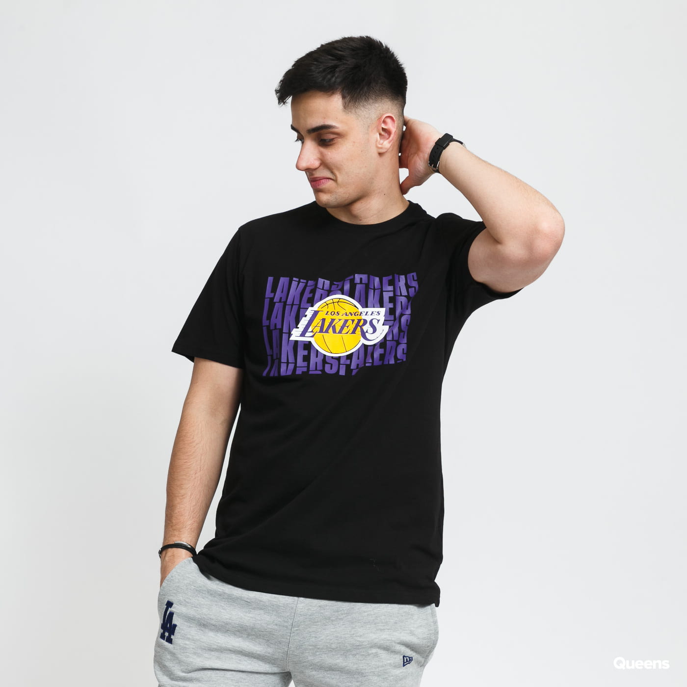 Tričko New Era NBA Wordmark Repeat Tee LA Lakers Čierna | 12590885, 0