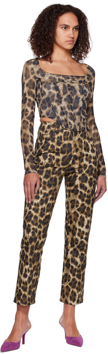 Crop Top Miaou Miaou Leopard Maude Long Sleeve Corset Top Hnedá | 7065PM1NIK, 3