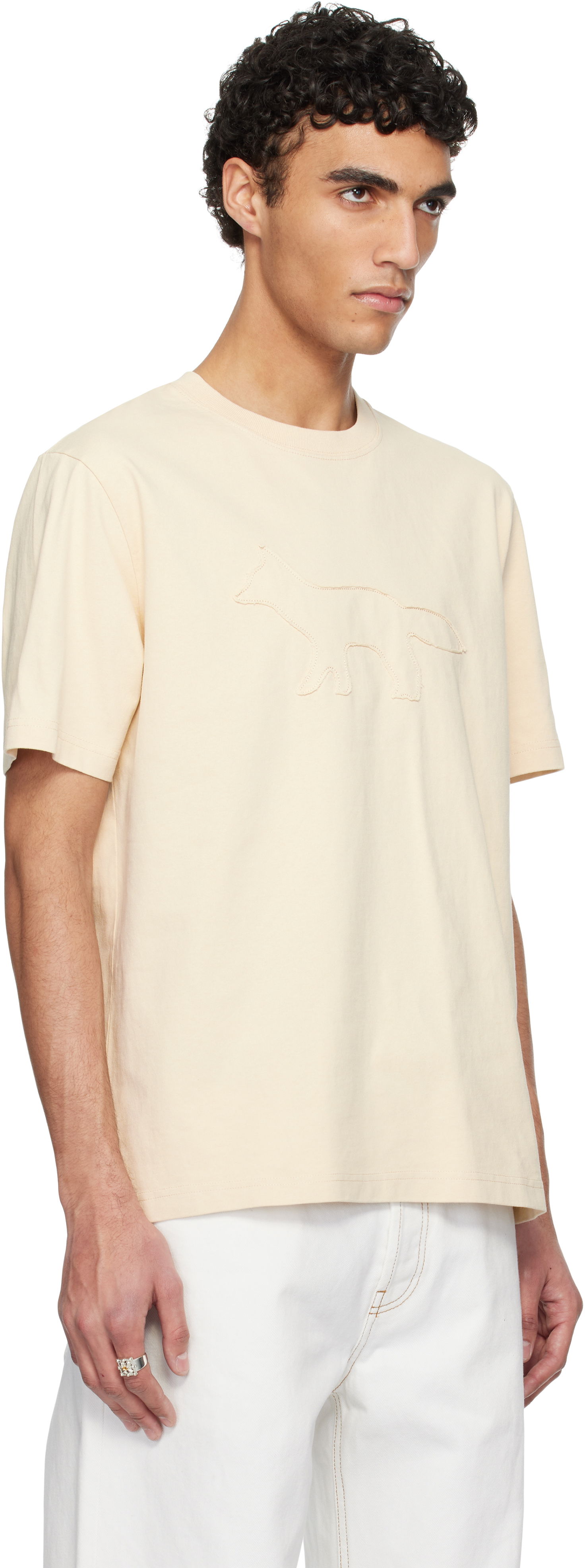 Tričko MAISON KITSUNÉ Maison Kitsuné Profile Fox Comfort T-Shirt Béžová | OM00121KJ0118, 1