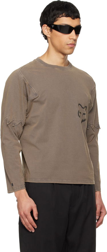 Tričko KIKO KOSTADINOV Kiko Kostadinov Fox LAB Edition Distressed Paneled Long Sleeve T-shirt Hnedá | 36885-103, 1