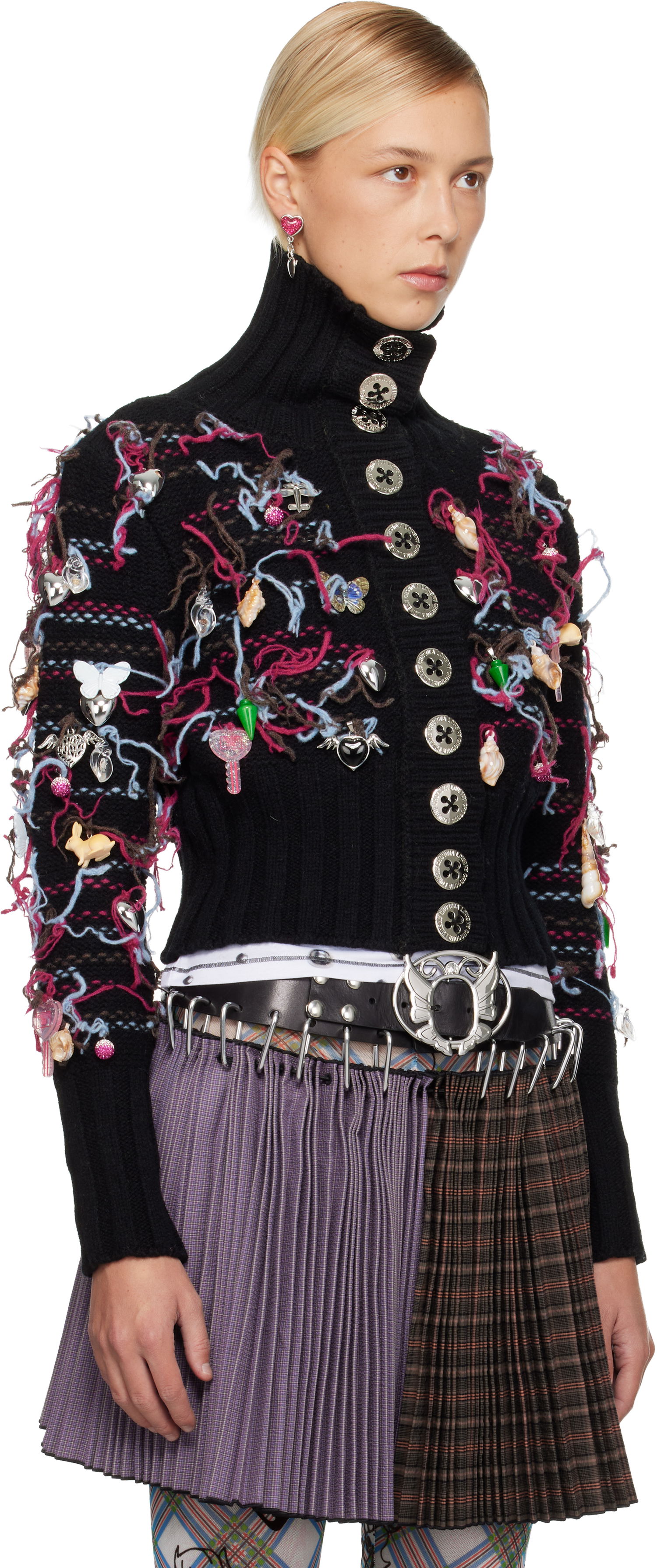 Sveter Chopova Lowena Chopova Lowena Washed Up Embellished Turtleneck Cardigan Rôznofarebný | 5250, 1