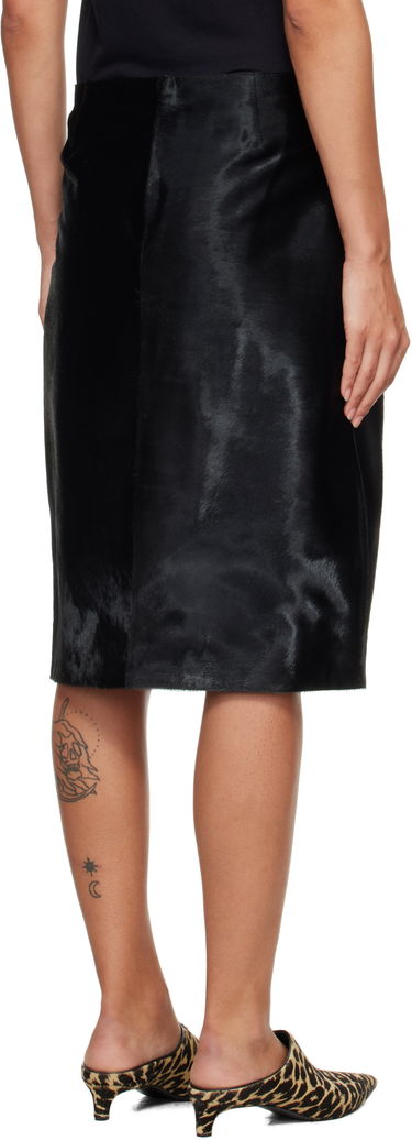 Sukňa Loulou de Saison Loulou de Saison Myra Asymmetrical Pony-Effect Leather Midi Skirt Čierna | MYRA, 2
