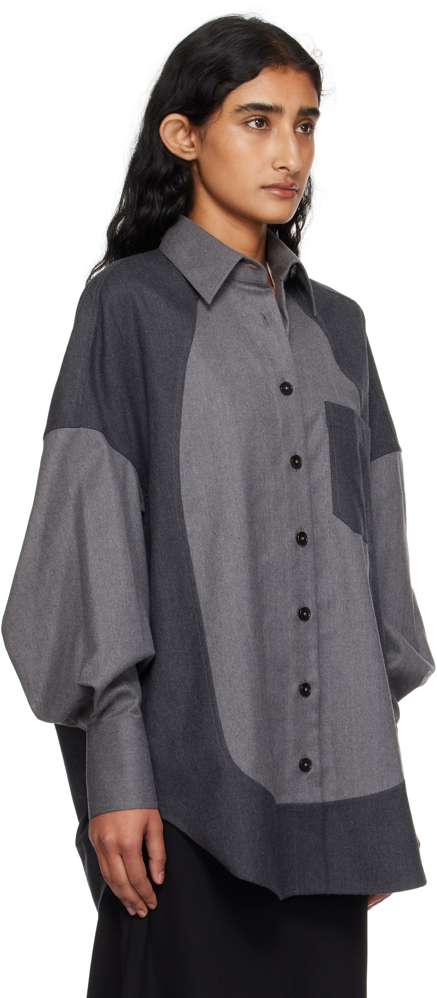 Košeľa Stella McCartney Stella McCartney Mixed Flannel Shirt Šedá | 6201593CU703, 1