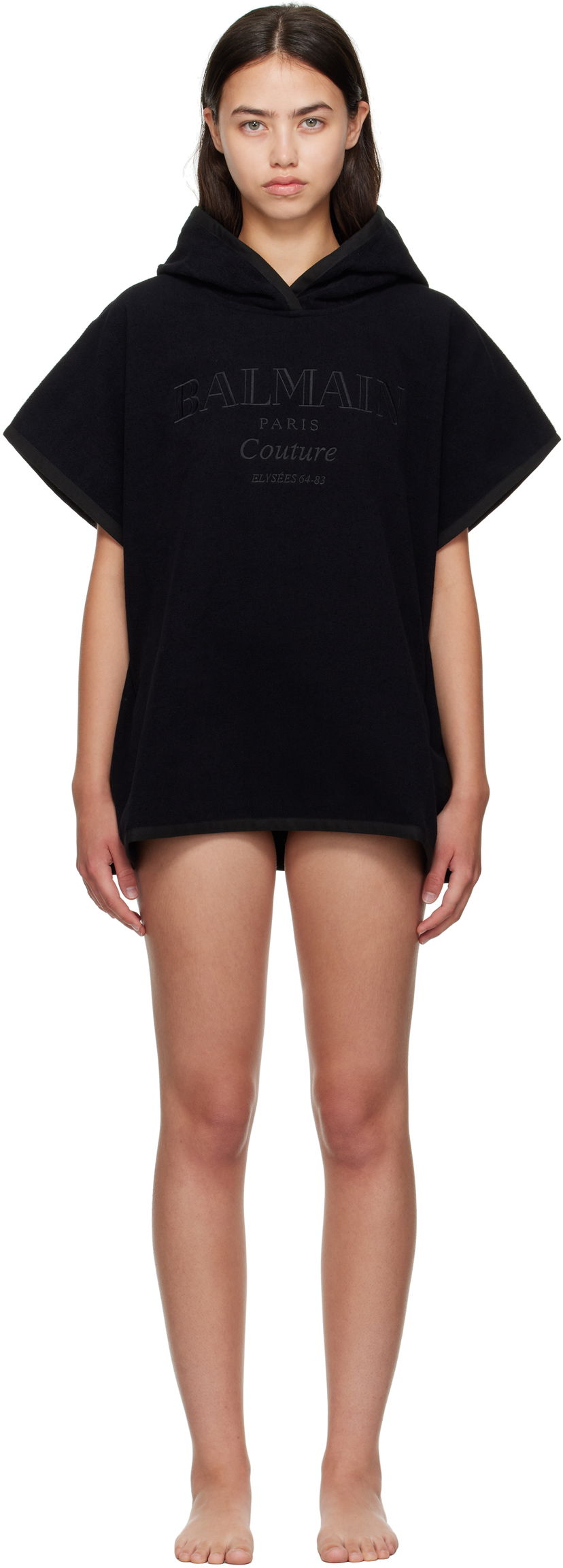 Plavky Balmain Balmain Couture Hooded Cover-up Čierna | BKP472400