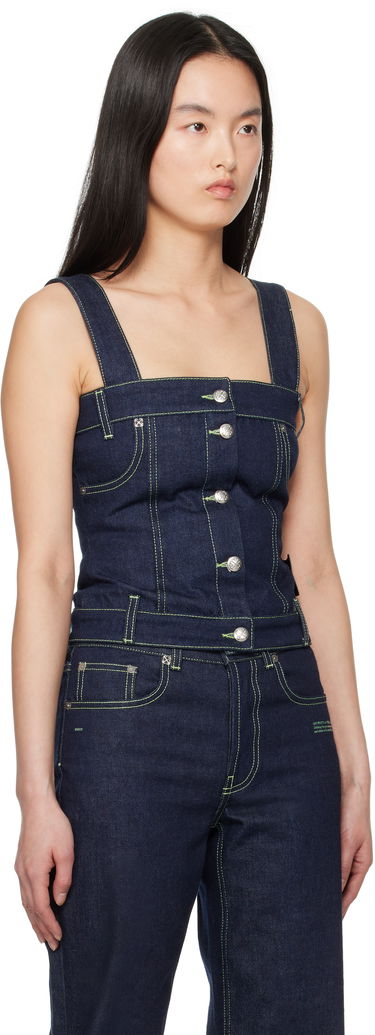 Tielko Off-White Off-White Corset Denim Tank Top Modrá | OWYP009S25DEN0014600, 1