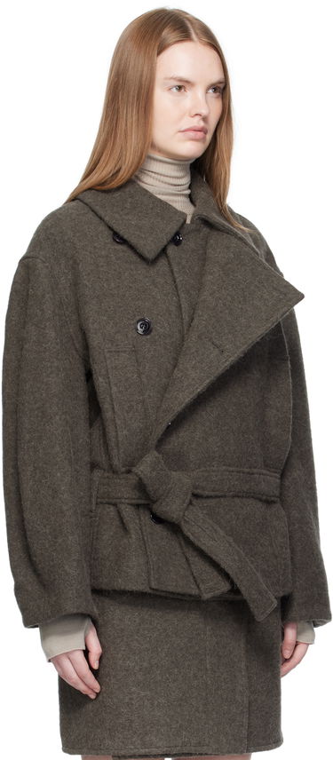 Kabáty LEMAIRE Short Asymmetrical Bathrobe Coat Čierna | CO1149 LF504, 4