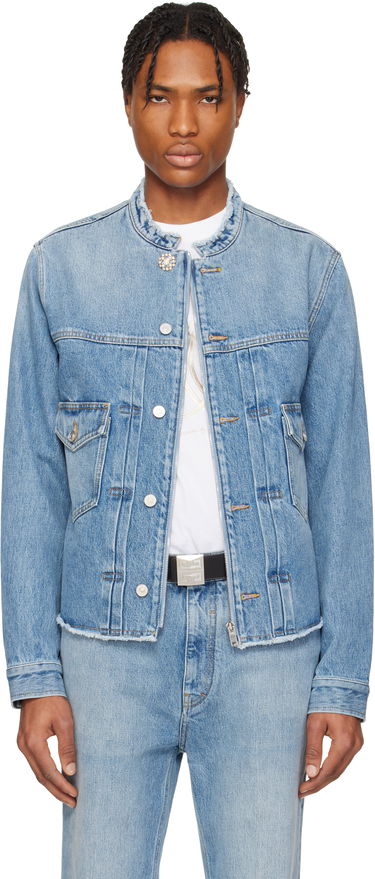 Bunda Givenchy Givenchy Reworked Biker Denim Jacket Modrá | BM01BE5YCH415, 0