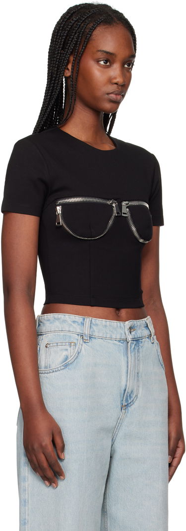 Crop Top Area AREA Zipper Bustier Cup T-Shirt Biela | RS25AWTS0019FA01, 4