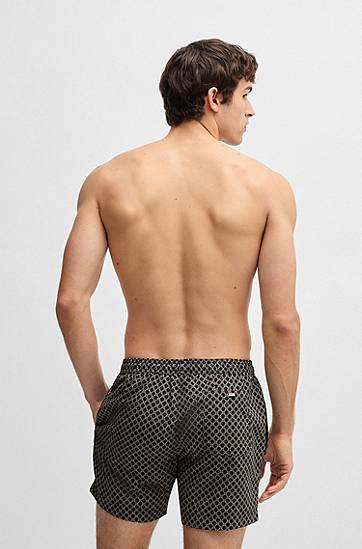 Šortky BOSS All-Over Print Drawstring Swim Shorts Čierna | 50518968, 1