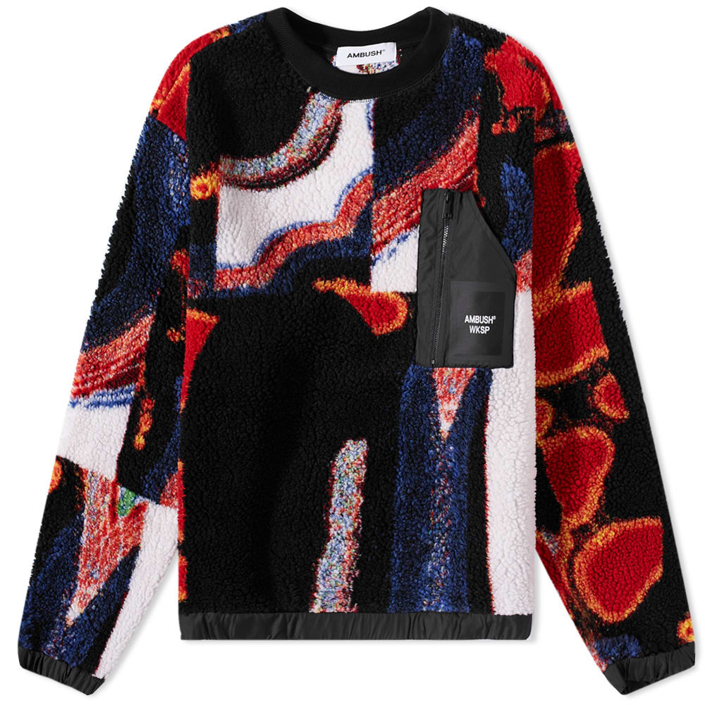Sveter Ambush Printed Fleece Crewneck Vínová | BMBA027F22FAB0018410, 0