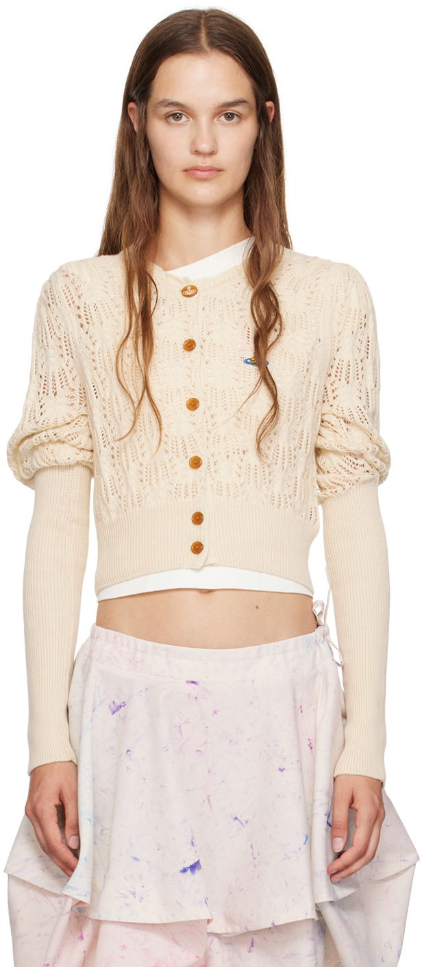 Sveter Vivienne Westwood Samantha Cropped Knit Cardigan Béžová | 1803004Y-Y001X-, 0