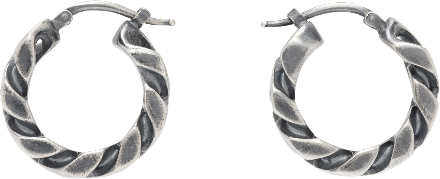 Náušnice Maison Margiela MM6 Maison Margiela Silver Twisted Hoop Earrings Metalická | SM6VG0100 SV0235, 0