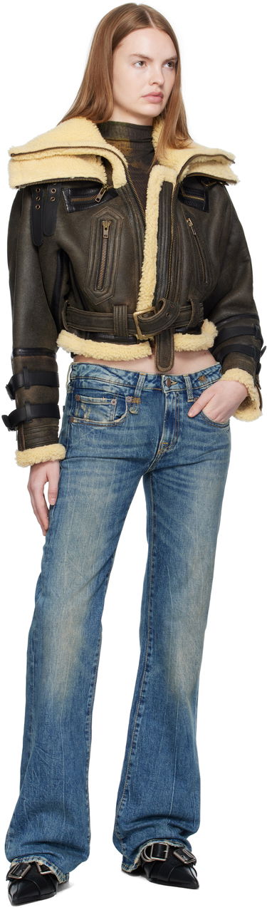 Bomber bunda R13 R13 Cropped Shearling Bomber Jacket Hnedá | R13WR423-R545A, 3